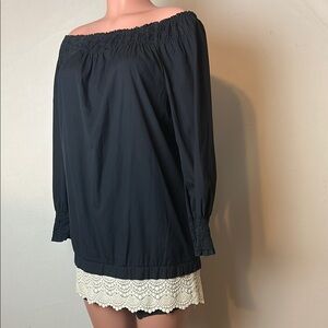 ZARA WOMENS TOP SHIRT BLOUSE OFF SHOULDER PEASANT 3/4 SLEEVE SIZE M Pockets